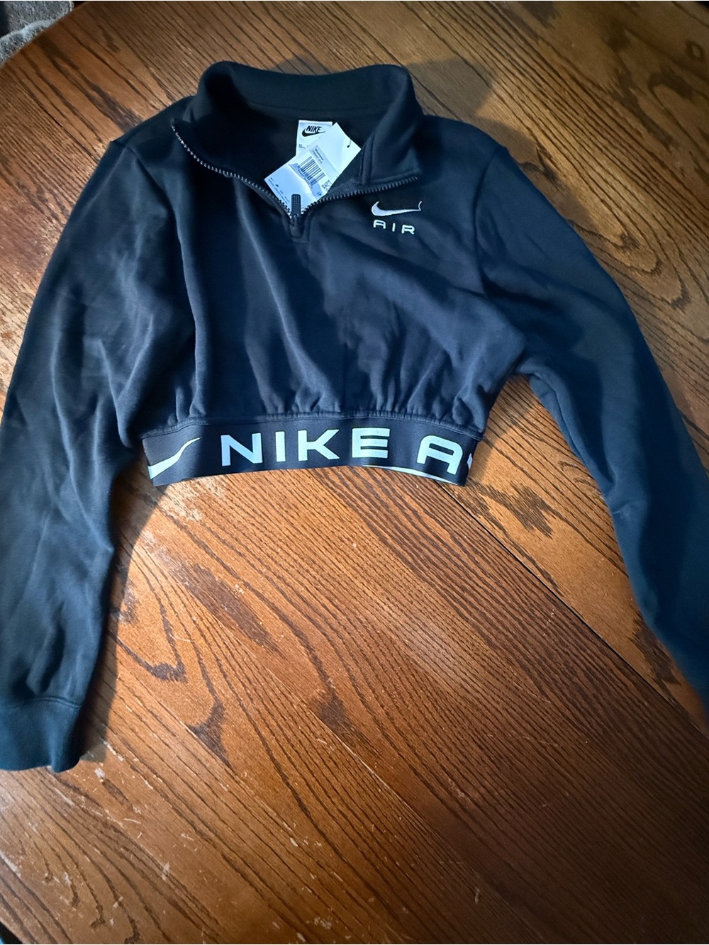 Nike Black Cropped Quarter-Zip Sweatshirt with NIKE AIR Band